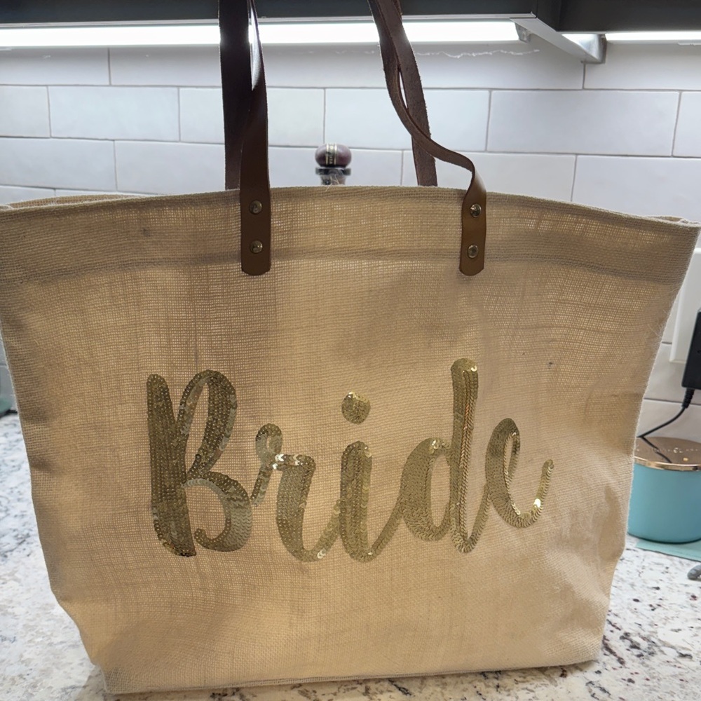 Bride Tote Bag with Gold Accents